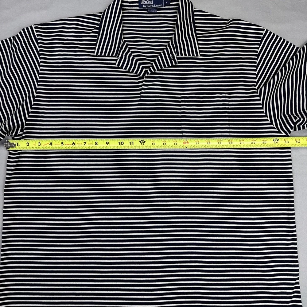 Polo Ralph Lauren Polo Shirt XL Navy White Stripe Cotton Pocket Classic Fit Pony
